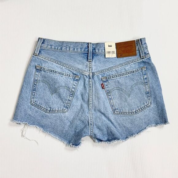 Levi's 501 Premium Distressed Jean Shorts 30 Buttonfly 5 Pockets High Rise New - Picture 2 of 6